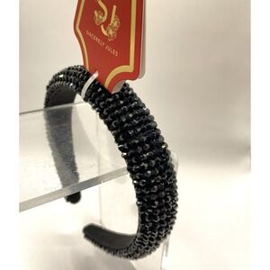 Sincerely Jules Black Crystal Beaded Headband Sparkling Festive Holiday NWT